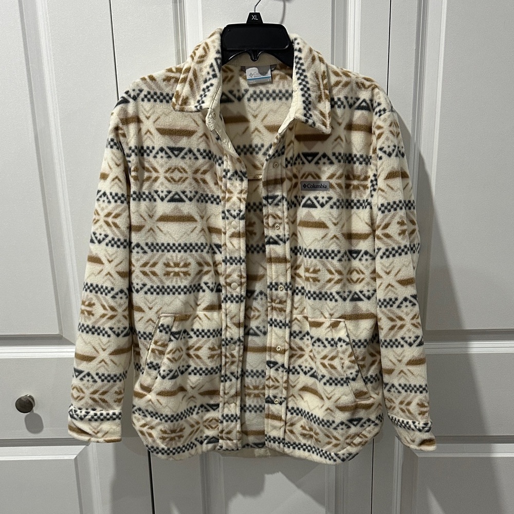 Columbia Women’s Geometric Fleece Jacket - Cream and Brown